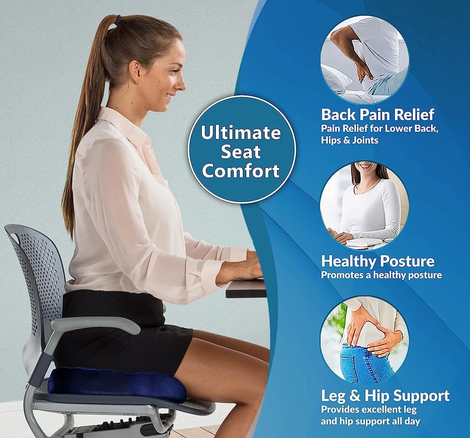 Gel Cushion Non-Slip Gel and Memory Foam Coccyx Cushion Office Chair Cushion Car Cushion Sedentary Artifact